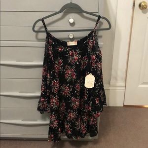 ALTAR’D STATE cold shoulder black floral dress